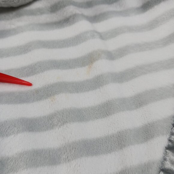 Cloud Island Baby Lovey Gray Elephant Plush Satin-Lined G/W Striped Blanket 14" - Picture 11 of 13